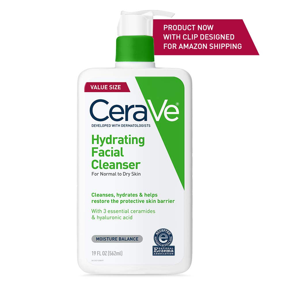 Hydrating Facial Cleanser, Moisturizing Face Wash for Dry Skin, Hyaluronic Acid + Ceramides + Glycerin, Hydrating Cleanser for Normal to Dry Skin, National Eczema Association Certified