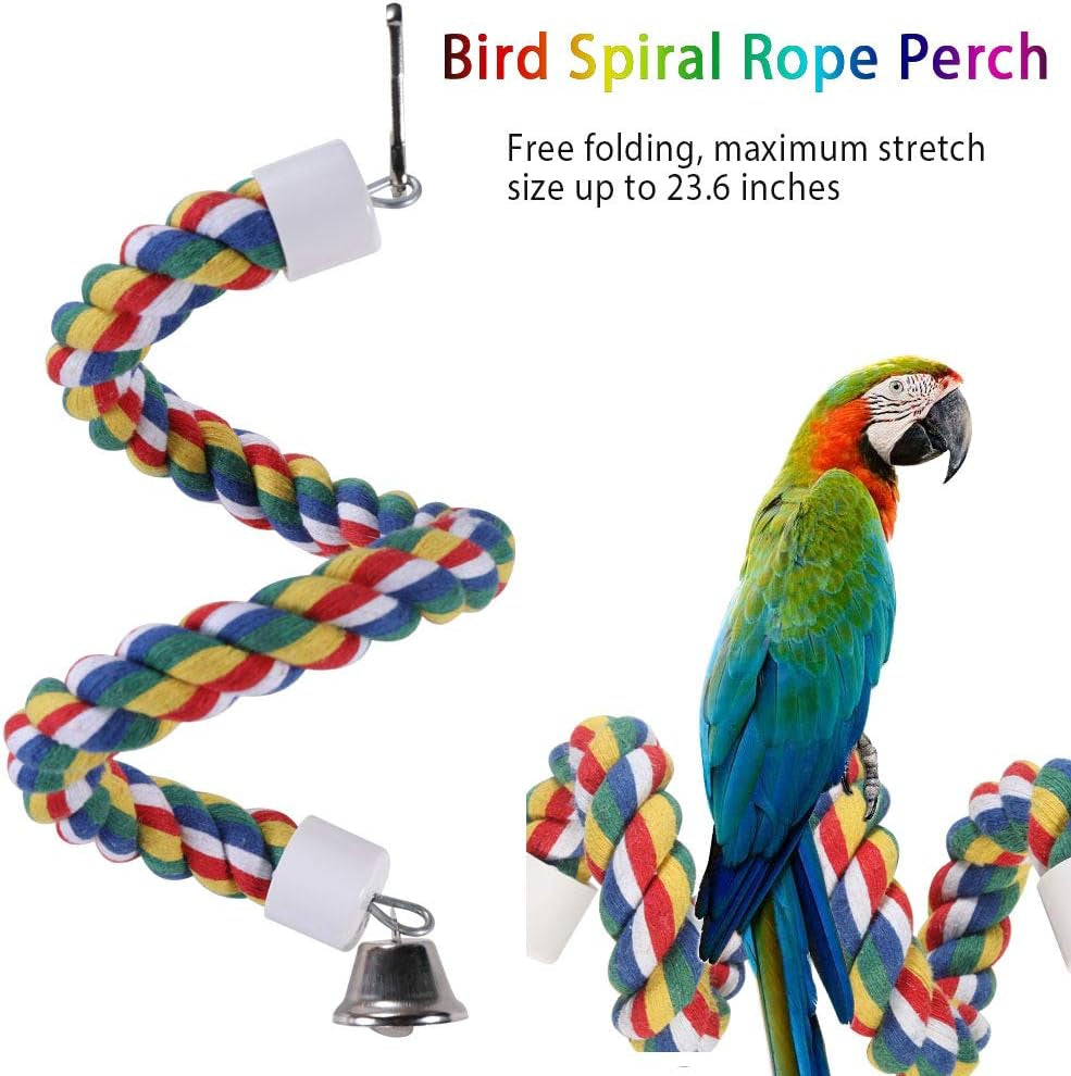 8 Pcs Bird Cage Toys, Parrot Swing, Chewing & Climbing Toys for Small Conures, Love Birds, Finches, Budgie