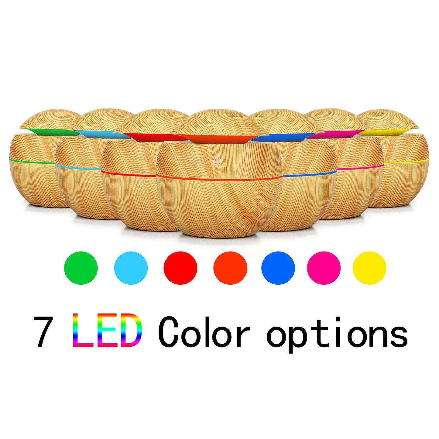 Wood grain humidifier with colorful night light