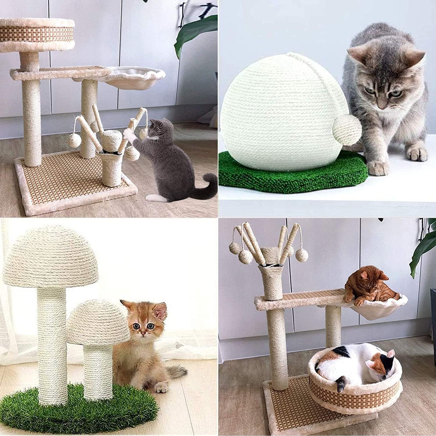 Cat Natural Sisal Rope for Scratching Post Replacement, Hemp Rope for Repairing, Recovering or DIY Scratcher, 6Mm Diameter