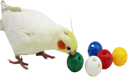 5 Pack Bird Bell Balls Sets for Chewing Playing Training, Colorful Parrot Cage Treat Toy for Cockatiel Parakeet Conure Budgie, Small Pet Foot Talon Toy for Parrot Kitten Puppy, Random Color