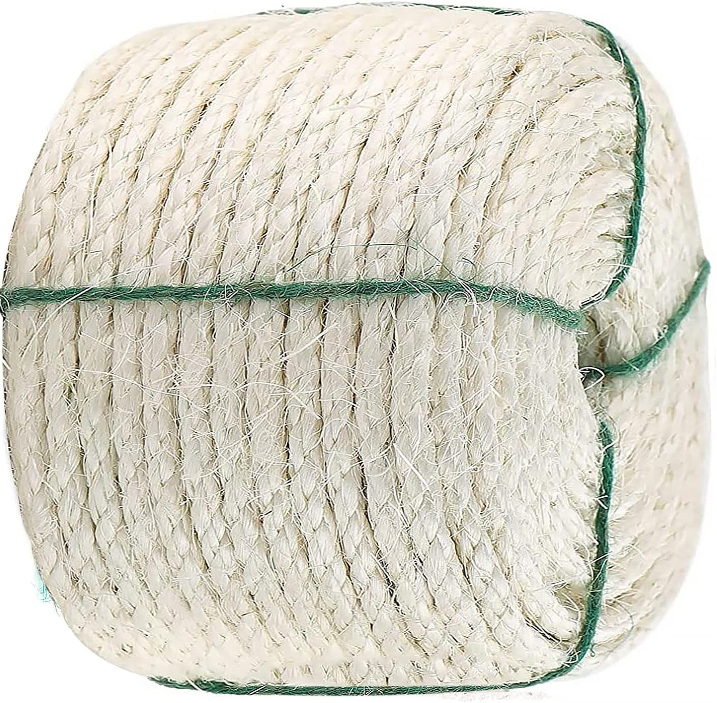 Cat Natural Sisal Rope for Scratching Post Replacement, Hemp Rope for Repairing, Recovering or DIY Scratcher, 6Mm Diameter