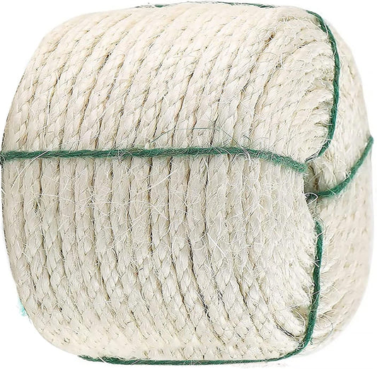 Cat Natural Sisal Rope for Scratching Post Replacement, Hemp Rope for Repairing, Recovering or DIY Scratcher, 6Mm Diameter